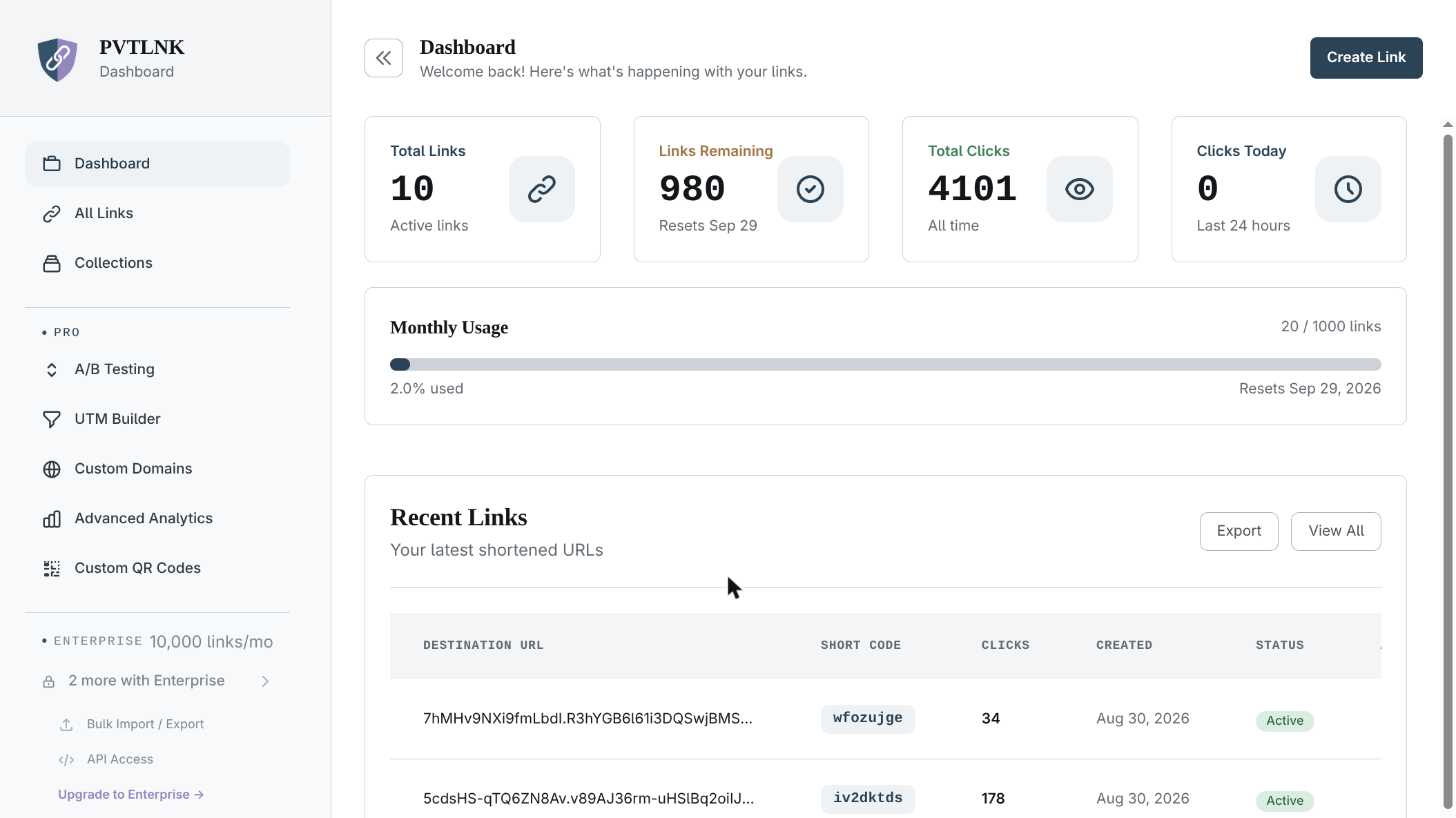 pvtlnk — dashboard